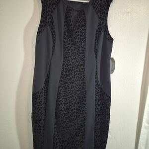 Thalia Sodi Black Leopard Print Midi Dress